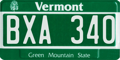 VT license plate BXA340