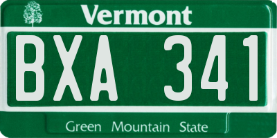 VT license plate BXA341