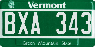VT license plate BXA343