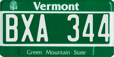 VT license plate BXA344