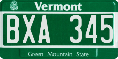 VT license plate BXA345