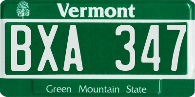 VT license plate BXA347