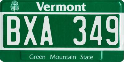 VT license plate BXA349