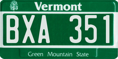 VT license plate BXA351