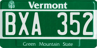 VT license plate BXA352