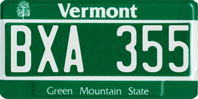 VT license plate BXA355