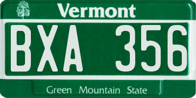 VT license plate BXA356