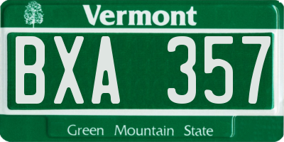 VT license plate BXA357