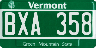 VT license plate BXA358