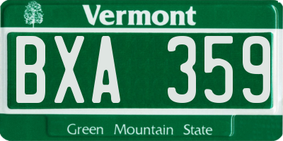 VT license plate BXA359