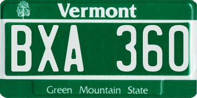 VT license plate BXA360