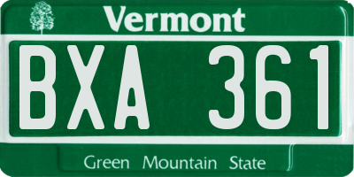 VT license plate BXA361