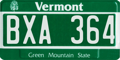 VT license plate BXA364