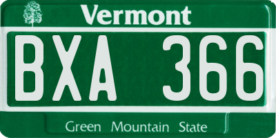 VT license plate BXA366