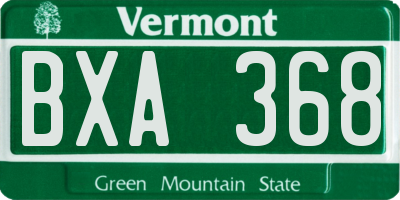 VT license plate BXA368