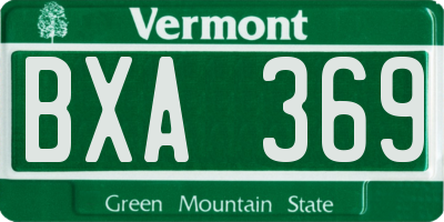 VT license plate BXA369