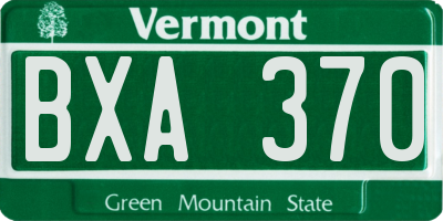 VT license plate BXA370
