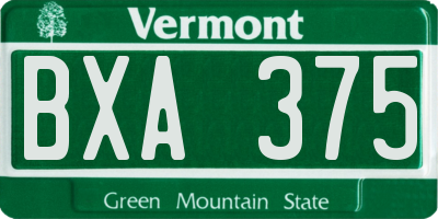 VT license plate BXA375
