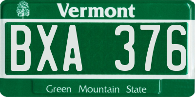VT license plate BXA376