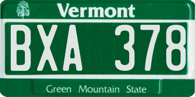 VT license plate BXA378
