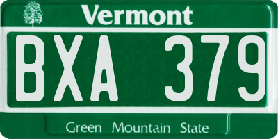 VT license plate BXA379
