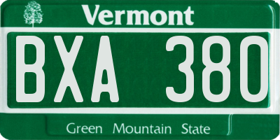 VT license plate BXA380