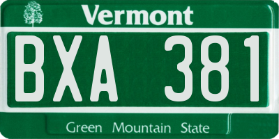 VT license plate BXA381