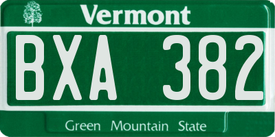 VT license plate BXA382