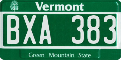 VT license plate BXA383