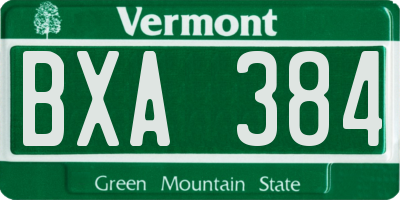 VT license plate BXA384