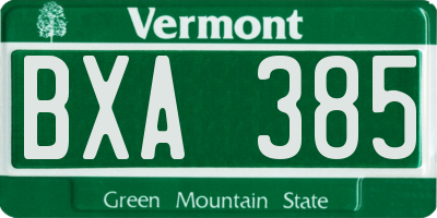 VT license plate BXA385