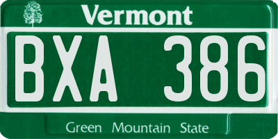 VT license plate BXA386
