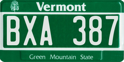 VT license plate BXA387