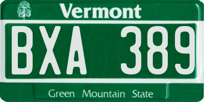VT license plate BXA389