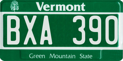 VT license plate BXA390