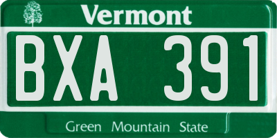 VT license plate BXA391