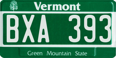 VT license plate BXA393