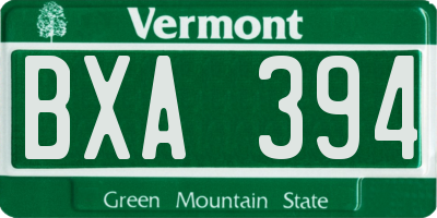 VT license plate BXA394