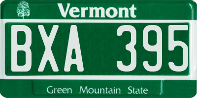 VT license plate BXA395