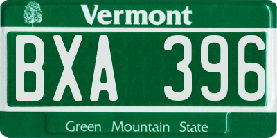 VT license plate BXA396