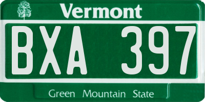 VT license plate BXA397
