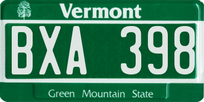 VT license plate BXA398