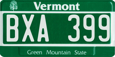 VT license plate BXA399