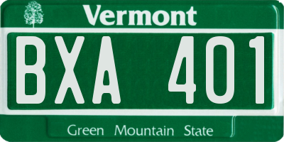 VT license plate BXA401