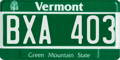 VT license plate BXA403