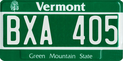 VT license plate BXA405