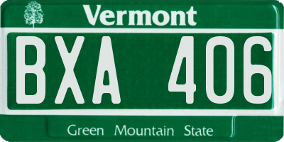 VT license plate BXA406