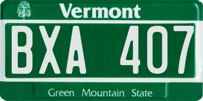 VT license plate BXA407
