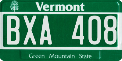 VT license plate BXA408