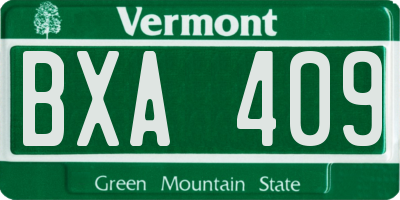 VT license plate BXA409